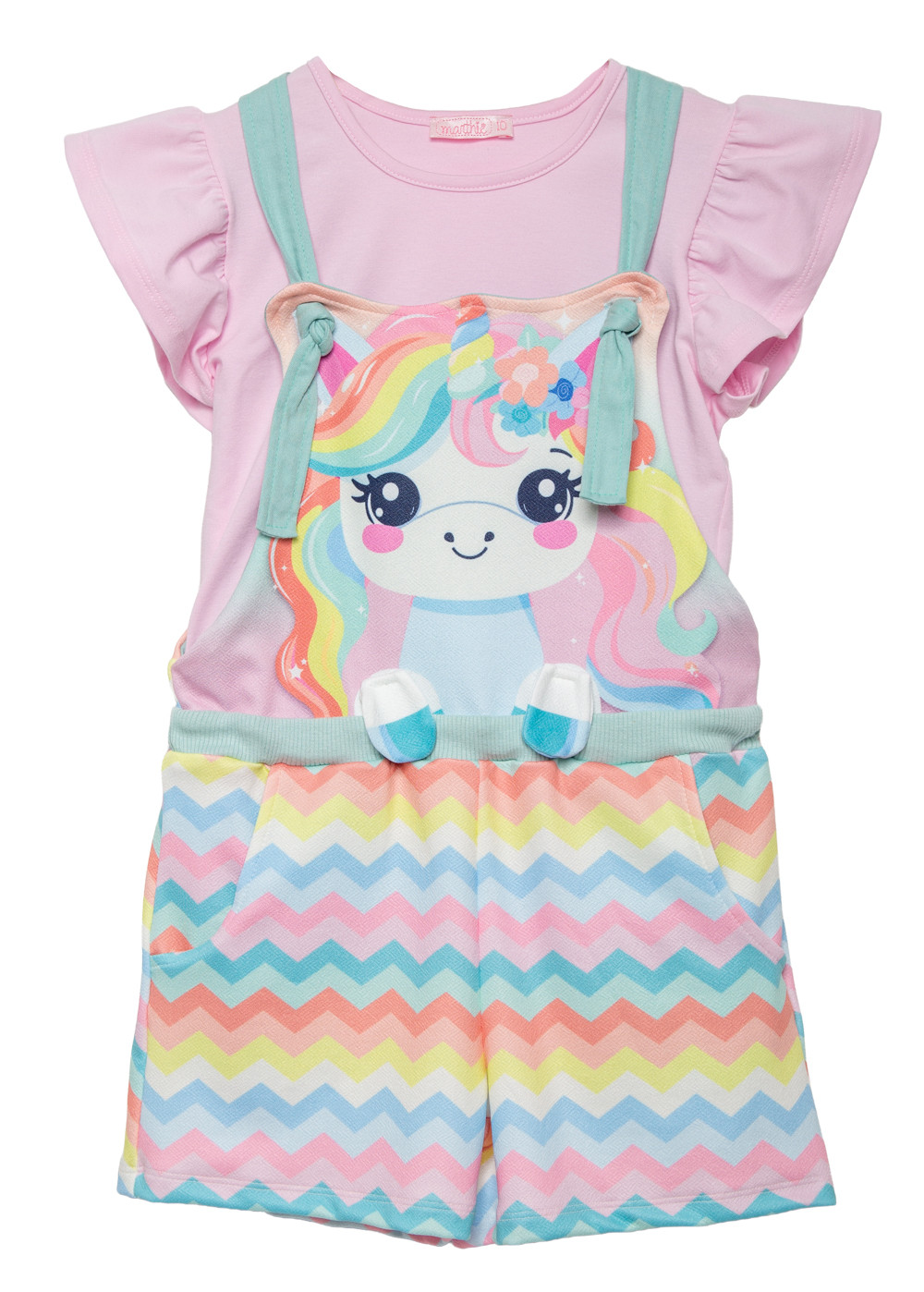 Conjunto jardineira unicórnio