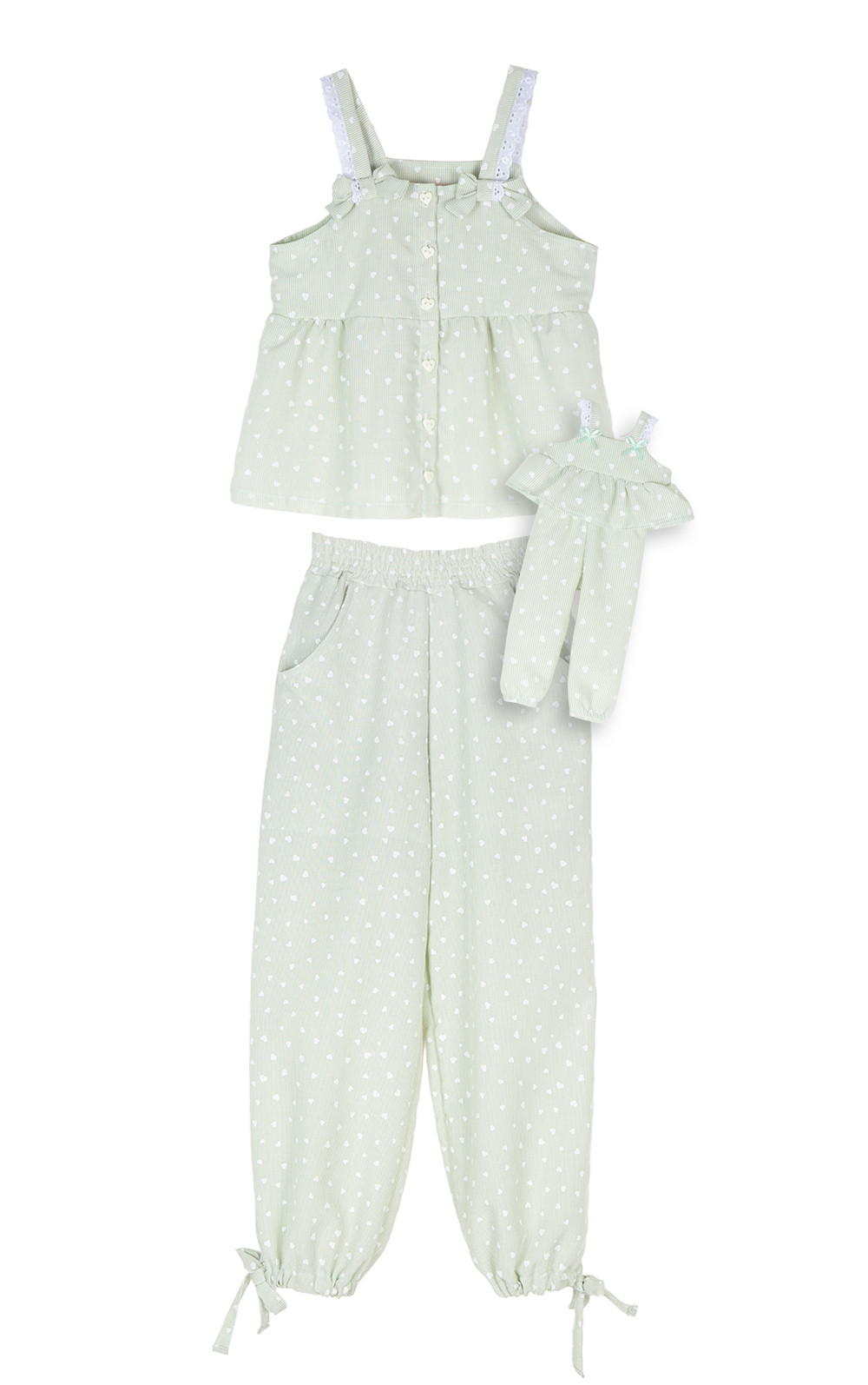 Conjunto corações viscose