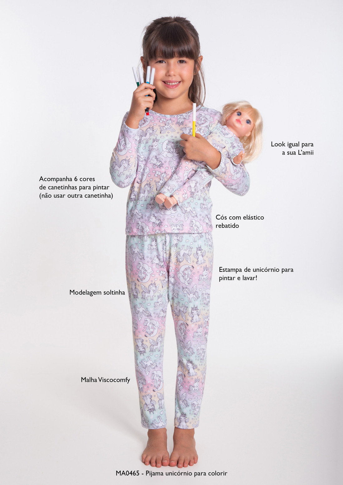 Pijama unicórnio para colorir