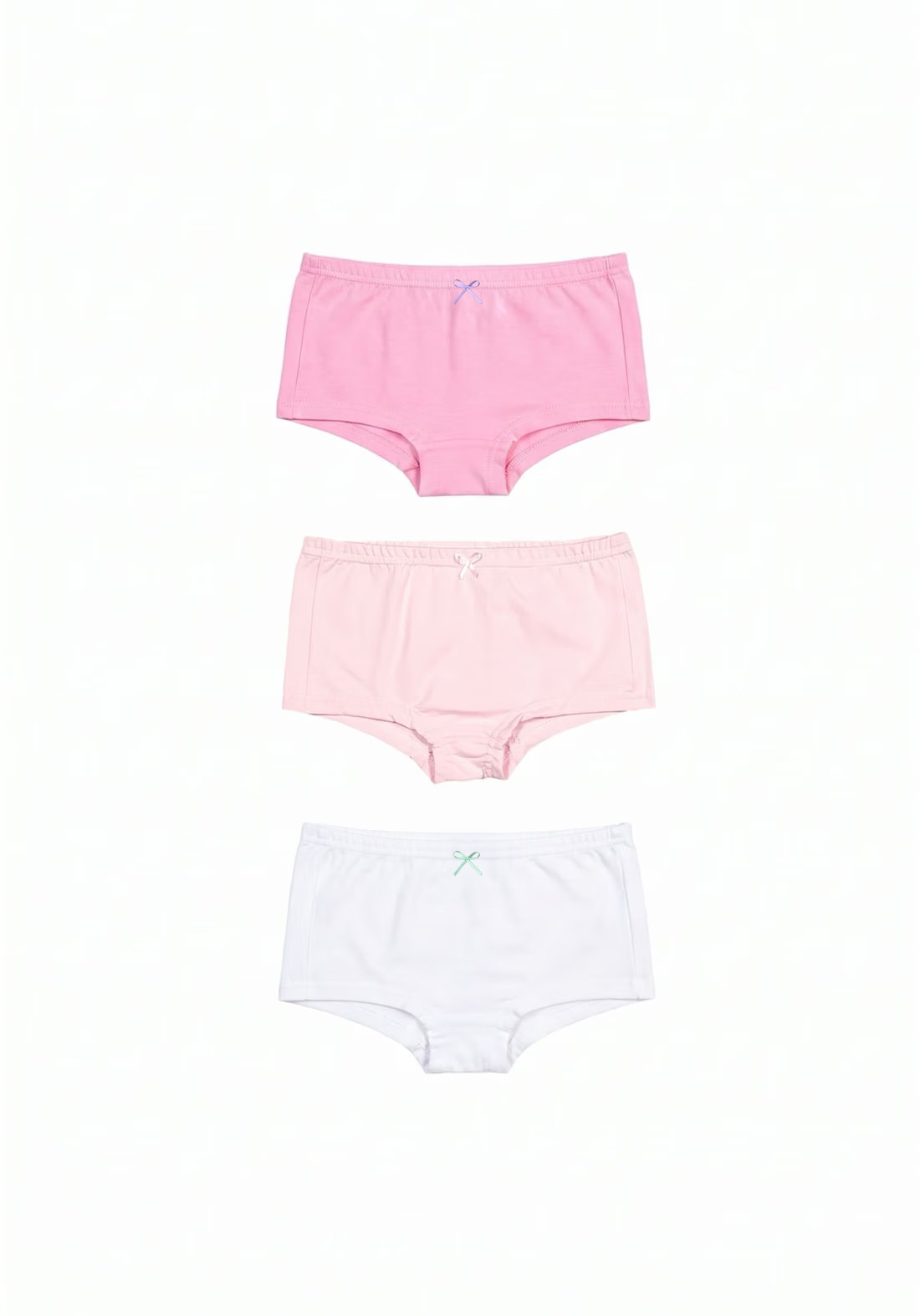 Kit com 3 calcinhas de algodão (rosa, chiclete e branco) Kit com 3 calcinhas de algodão (rosa, chiclete e branco)