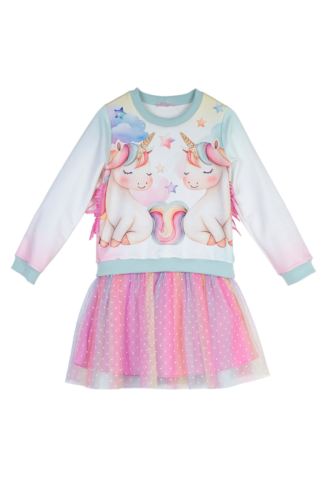 Conjunto unicórnio com saia tule