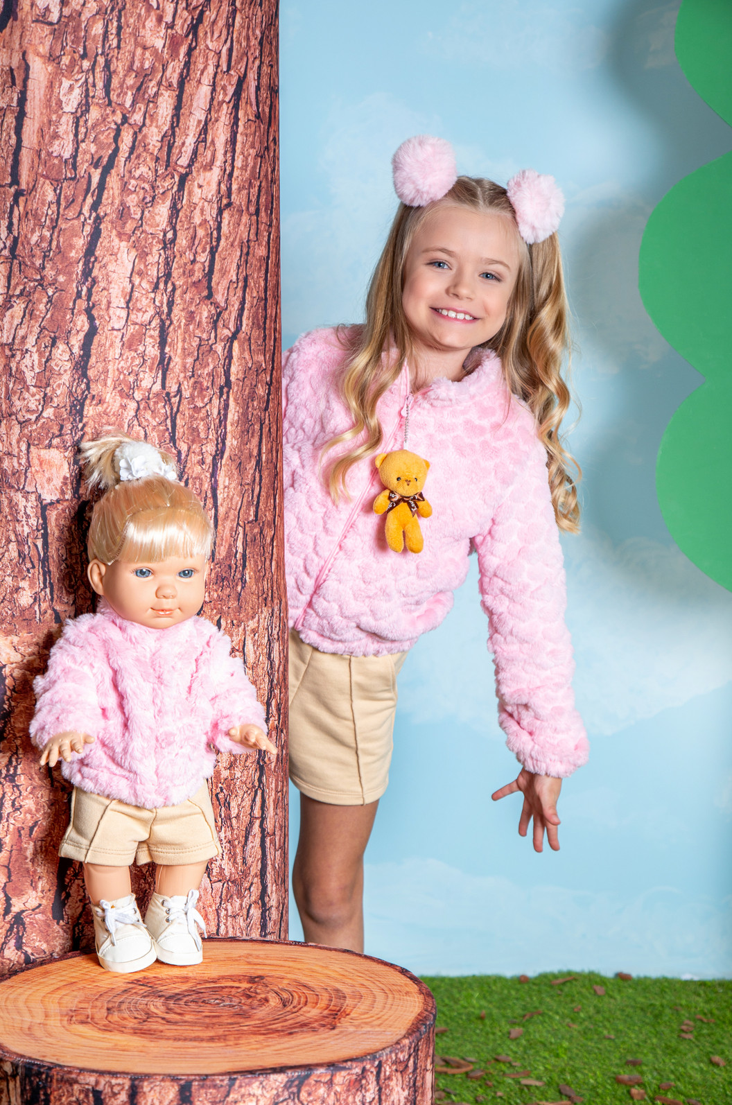 Jaqueta pelo corações com urso Jaqueta pelo corações com urso