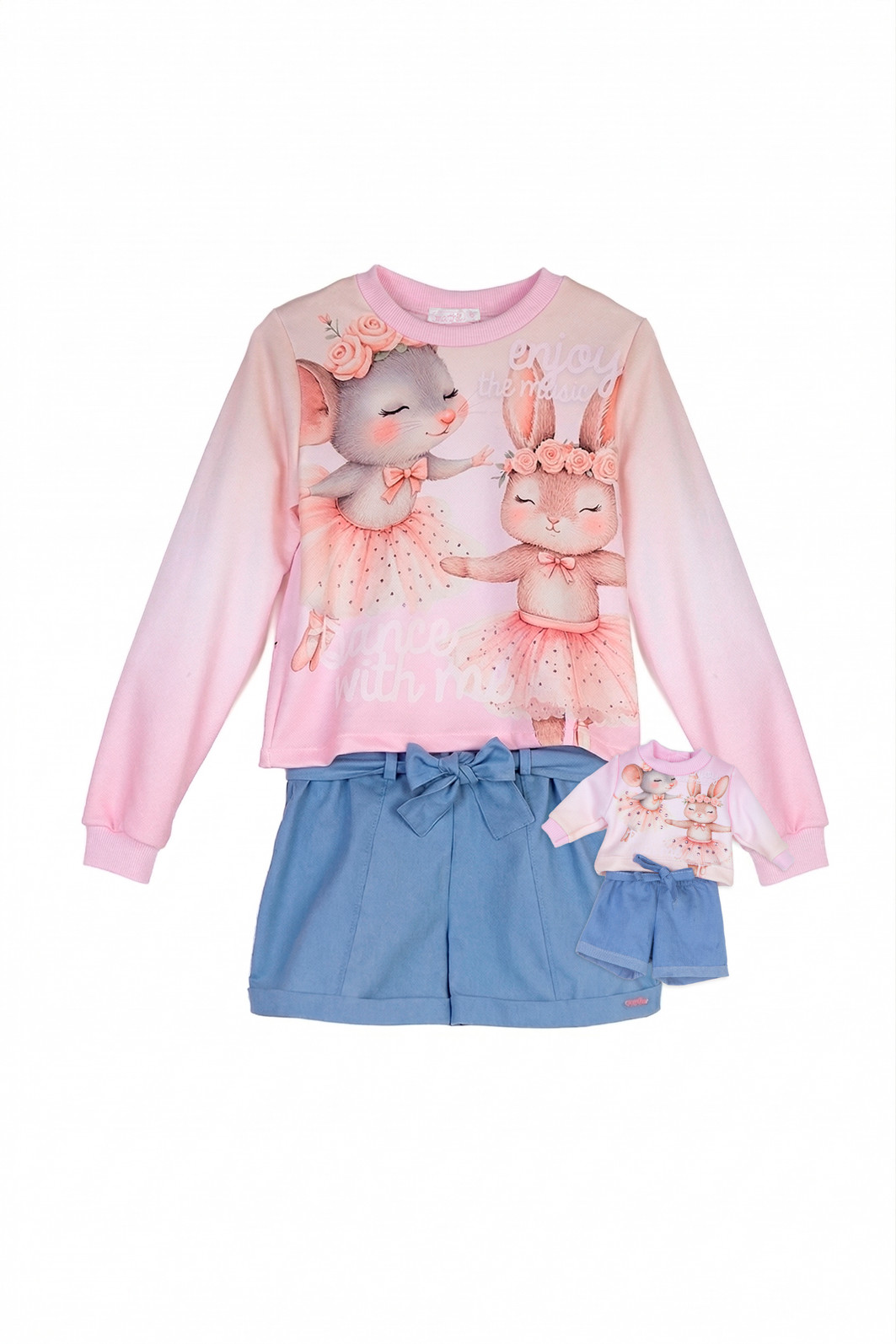 Conjunto dance com shorts chambray