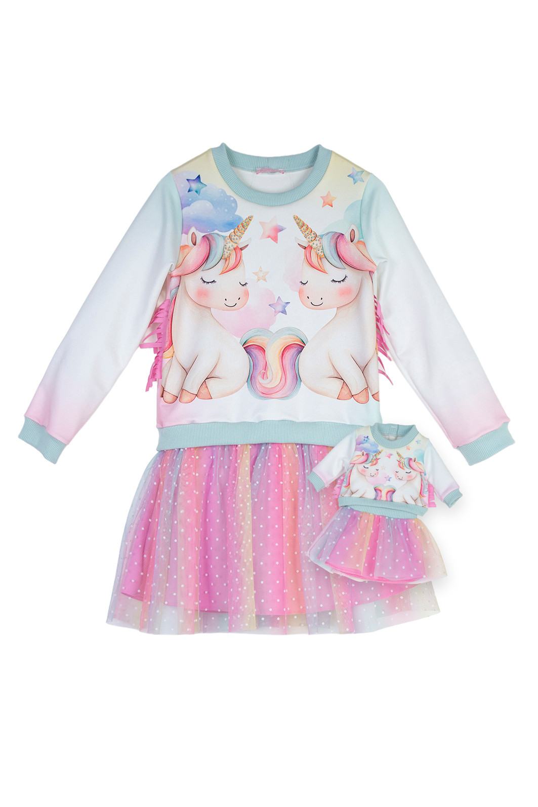 Conjunto unicórnio com saia tule