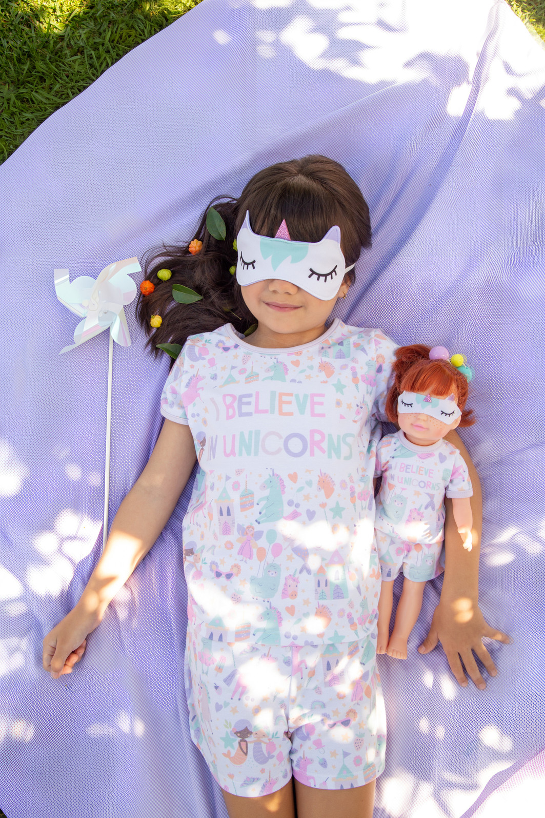 Pijama Believe com máscara unicórnio
