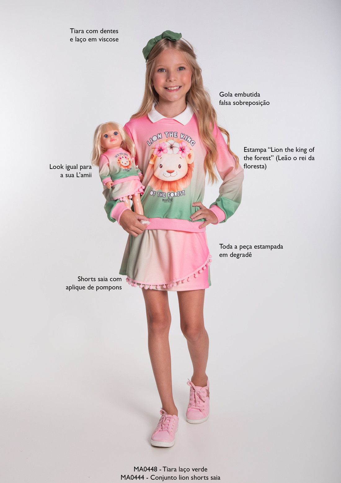 Conjunto Lion shorts saia