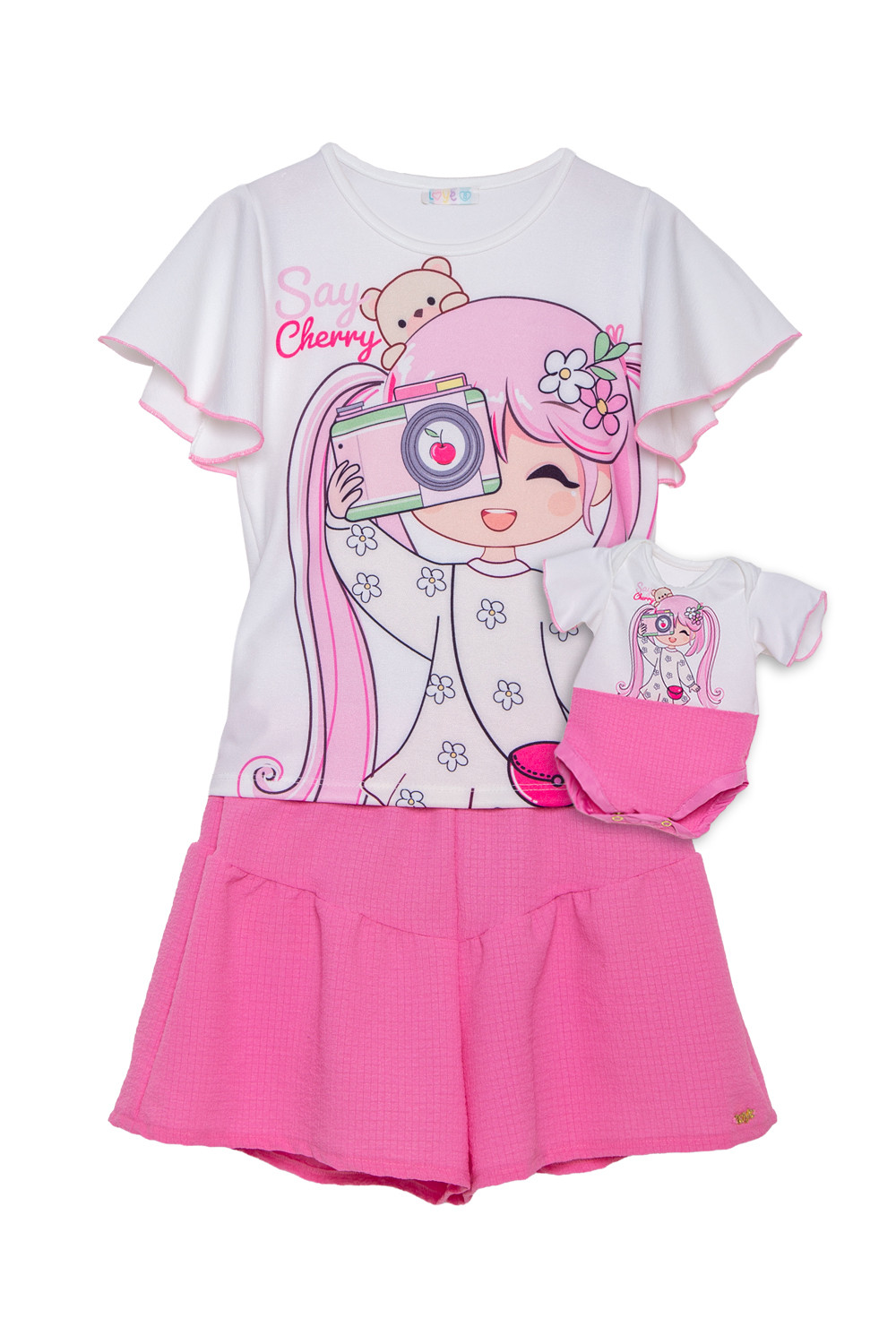 Conjunto Say Cherry com shorts (forro justo no shorts) Conjunto Say Cherry com shorts (forro justo no shorts)
