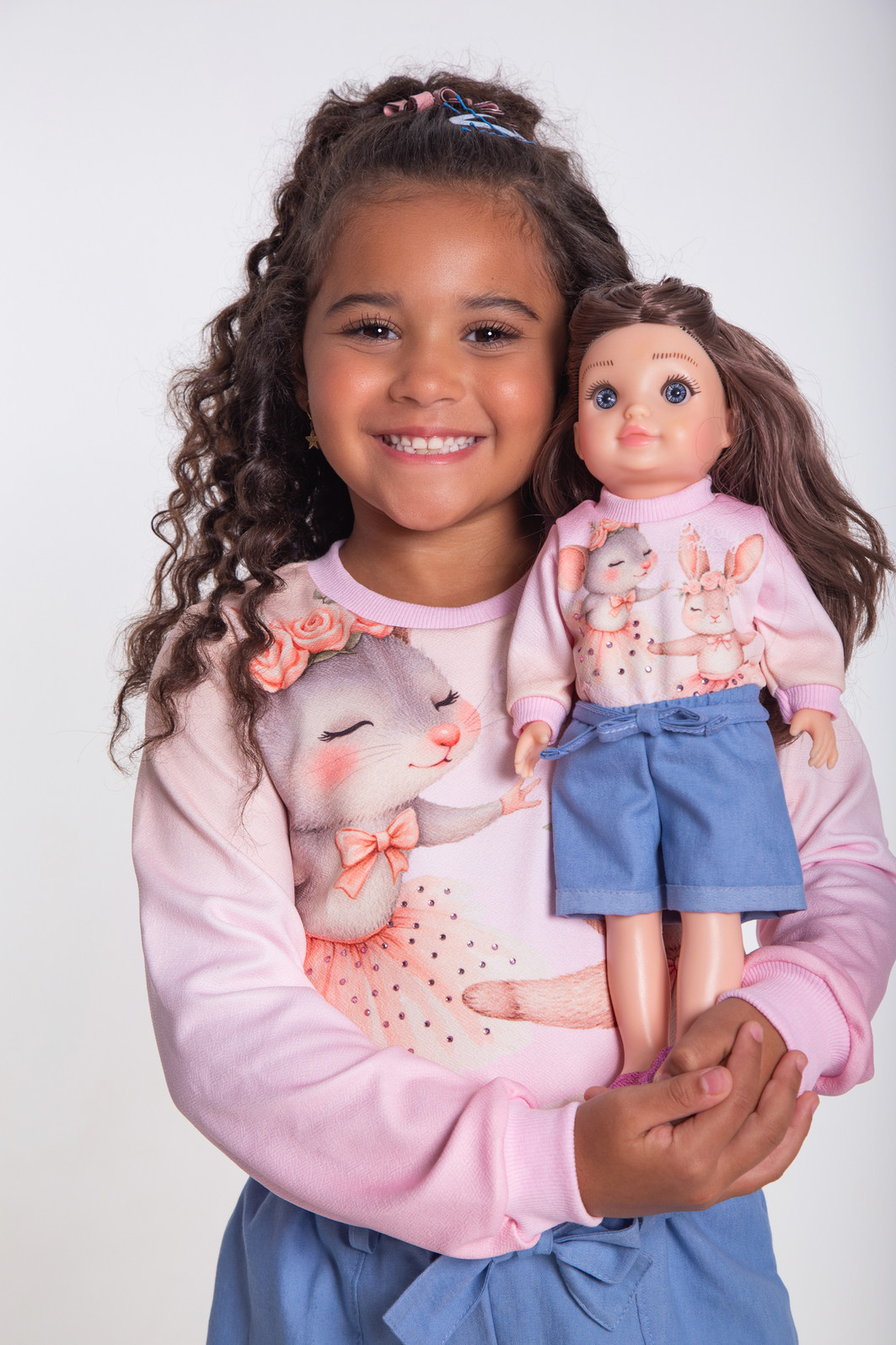 Conjunto dance com shorts chambray