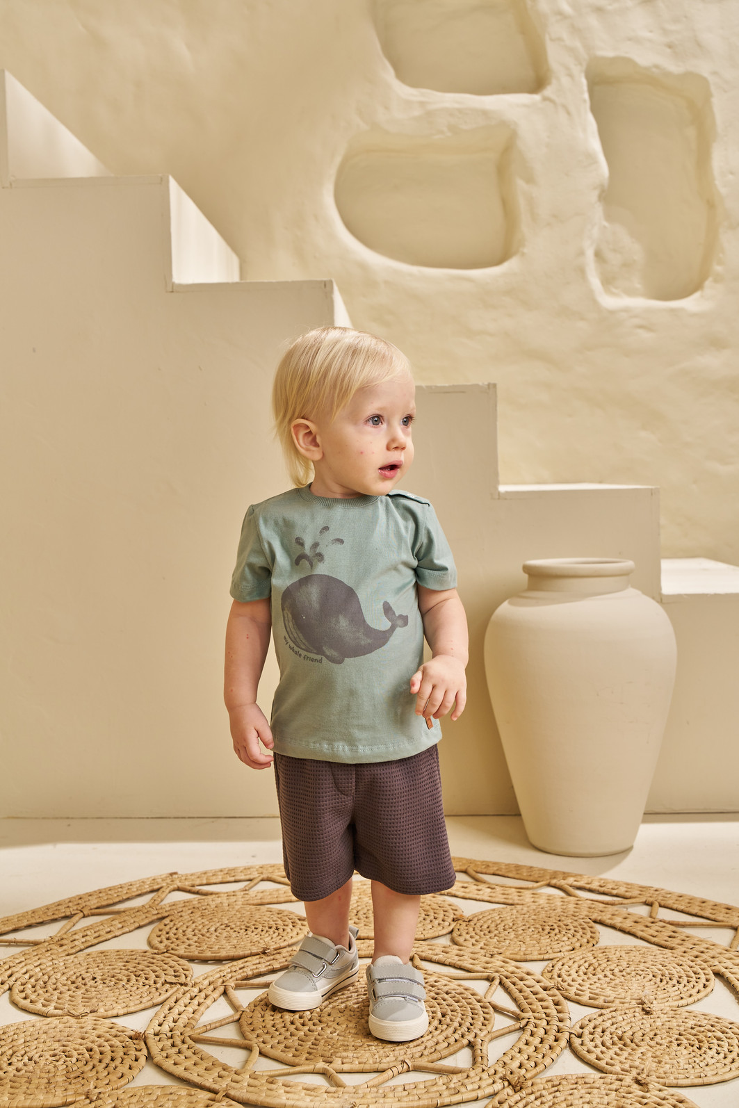 CONJUNTO T-SHIRT EM MEIA MALHA E SHORT EM MALHA WAFFLE CONJUNTO T-SHIRT EM MEIA MALHA E SHORT EM MALHA WAFFLE