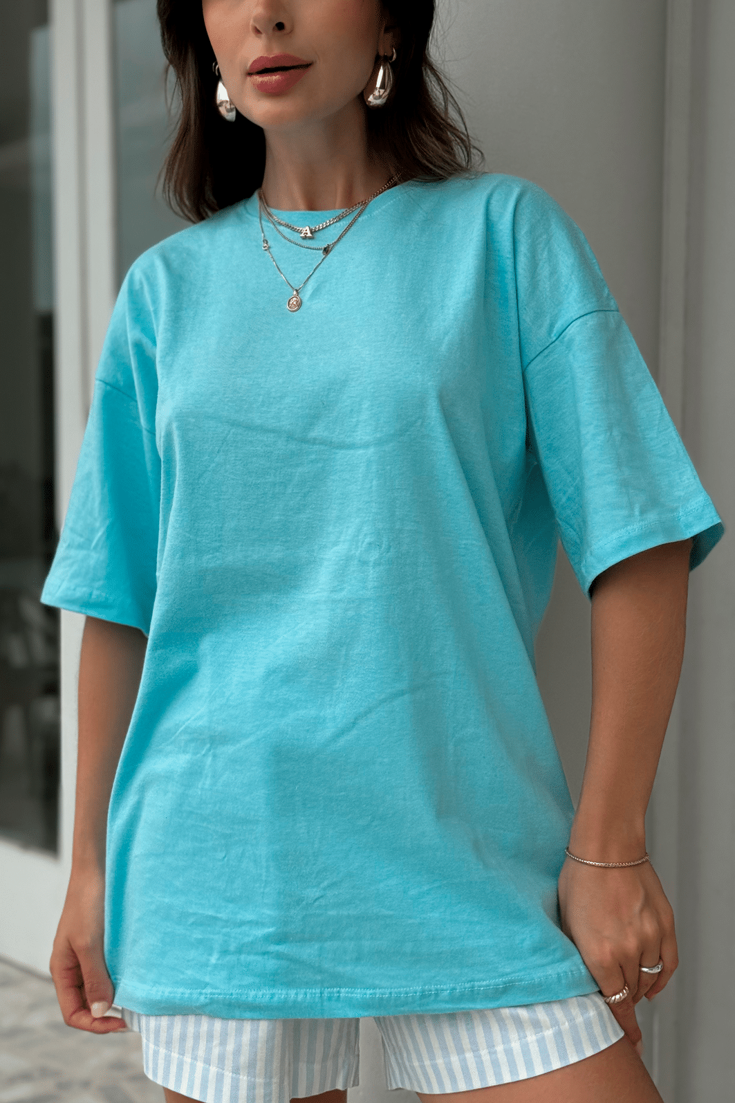 T-shirt Oversized Lisa Azul Luxo Urbano