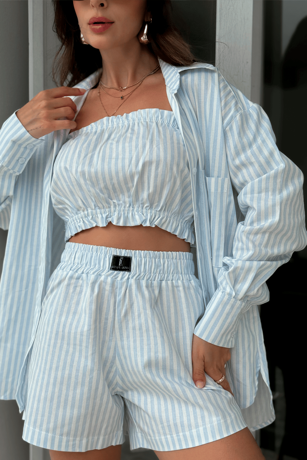 Top Listrado Azul Luxo Urbano