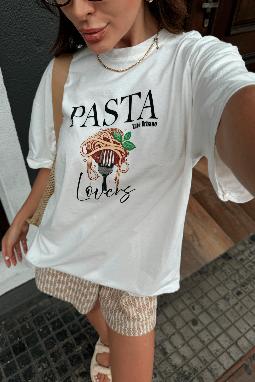 T-shirt Oversized Pasta Lovers Luxo Urbano
