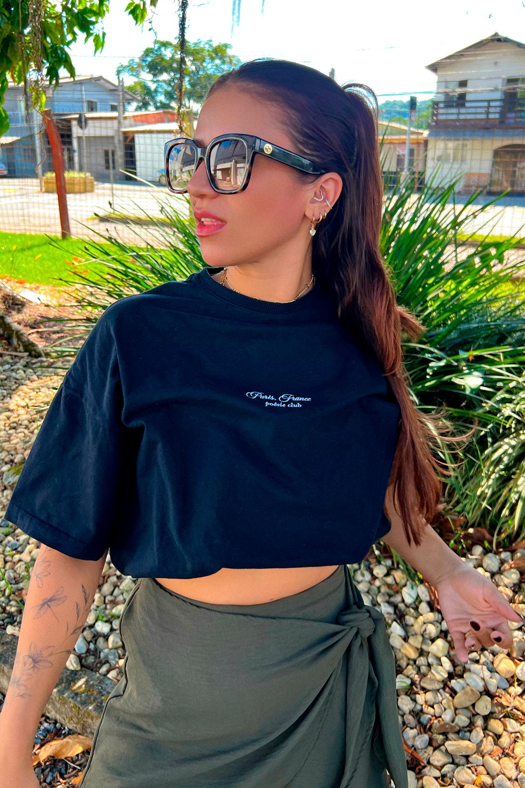 Shorts Saia Jade Transpassado Verde Escuro Luxo Urbano