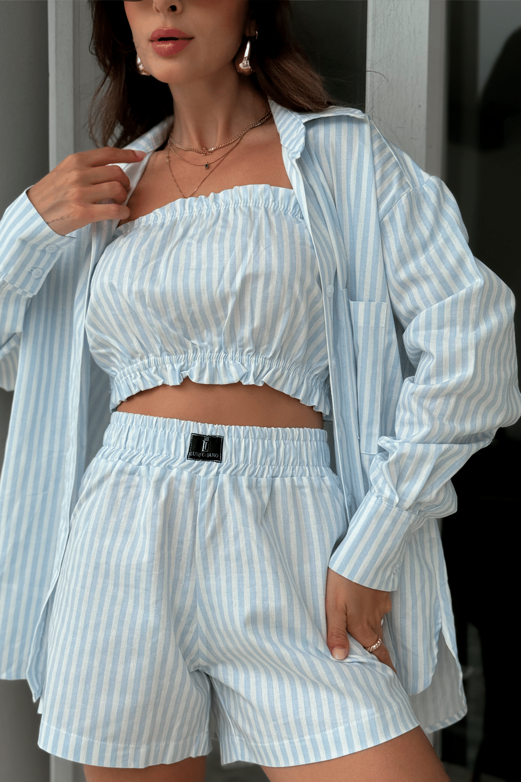 Top Listrado Azul Luxo Urbano