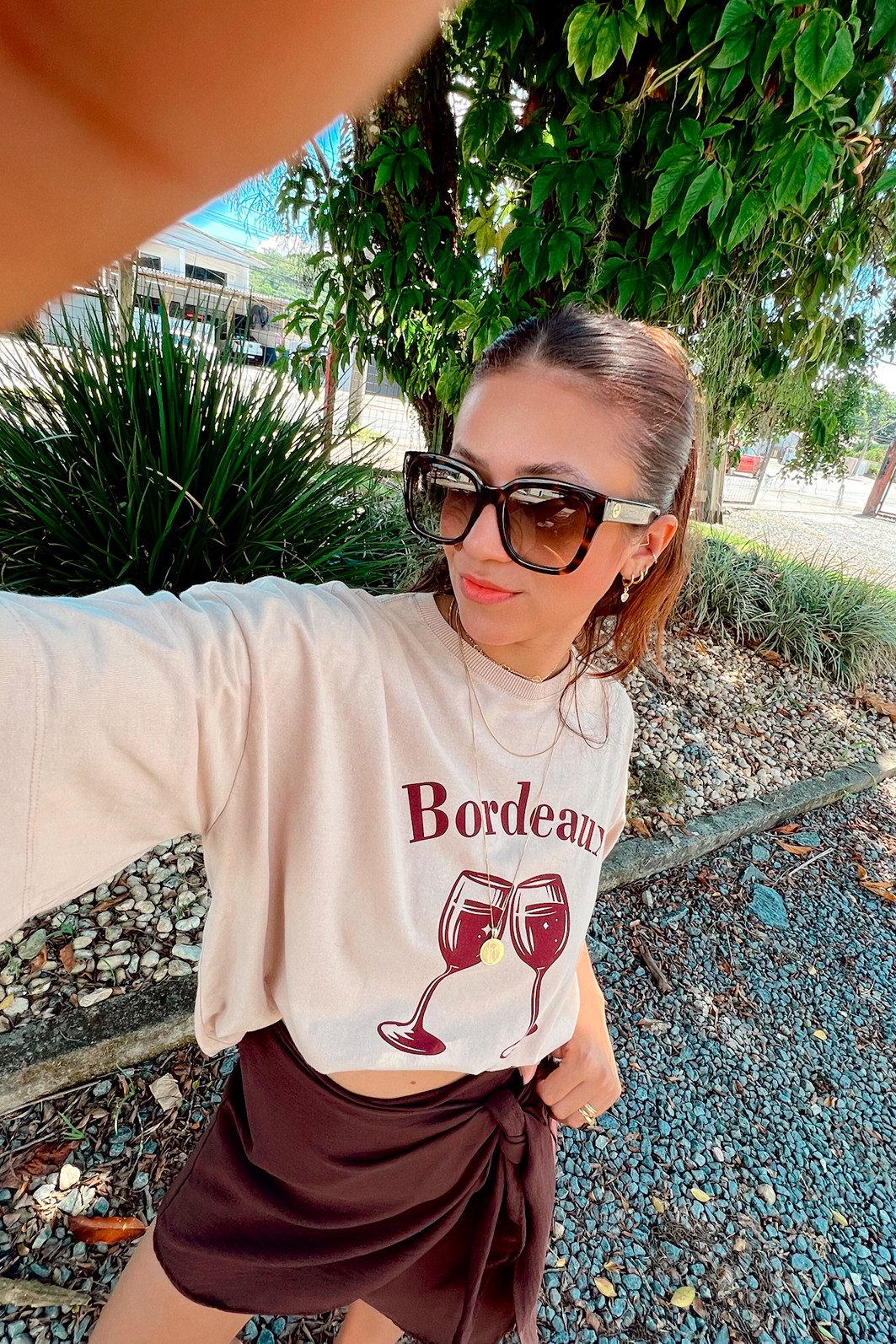 Shorts Saia Jade Transpassado Marrom Luxo Urbano