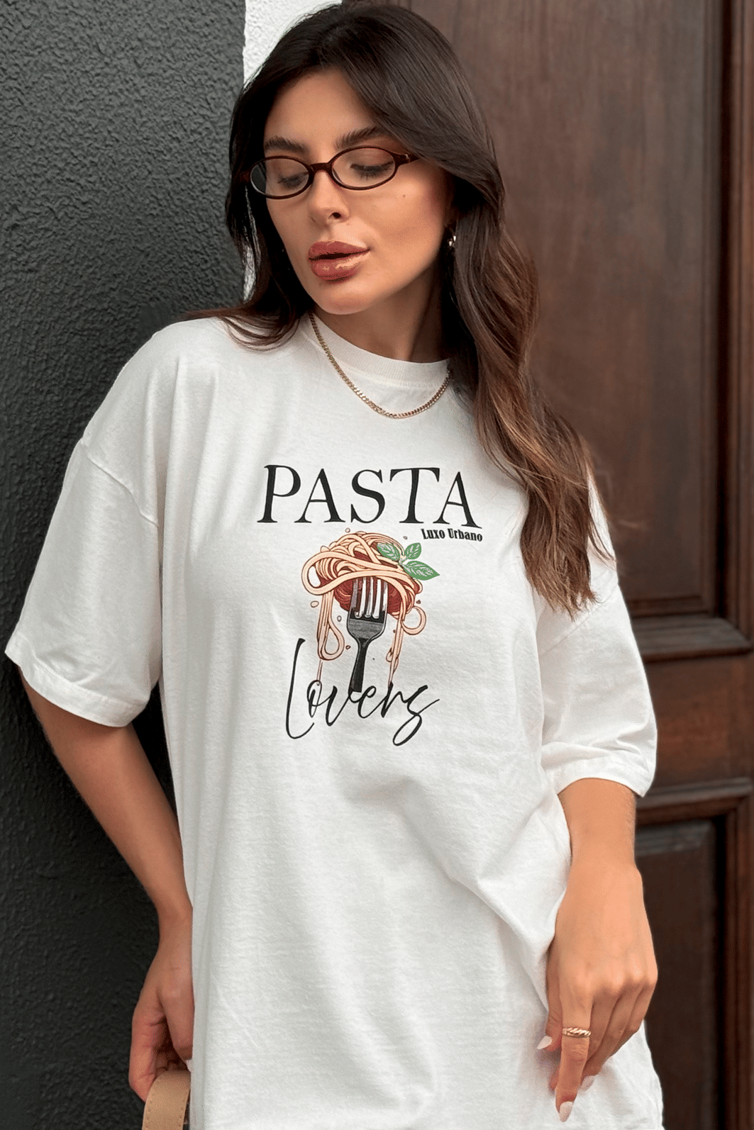 T-shirt Oversized Pasta Lovers Luxo Urbano