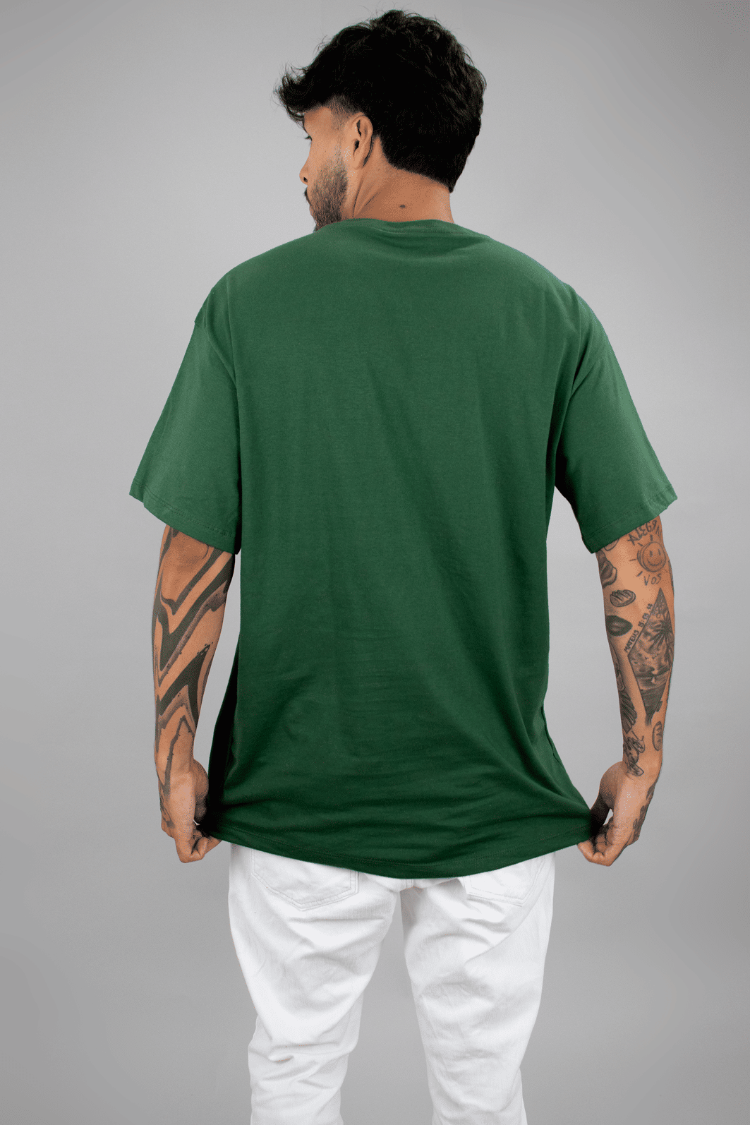 T-shirt Oversized Masculina Verde Musgo Luxo Urbano