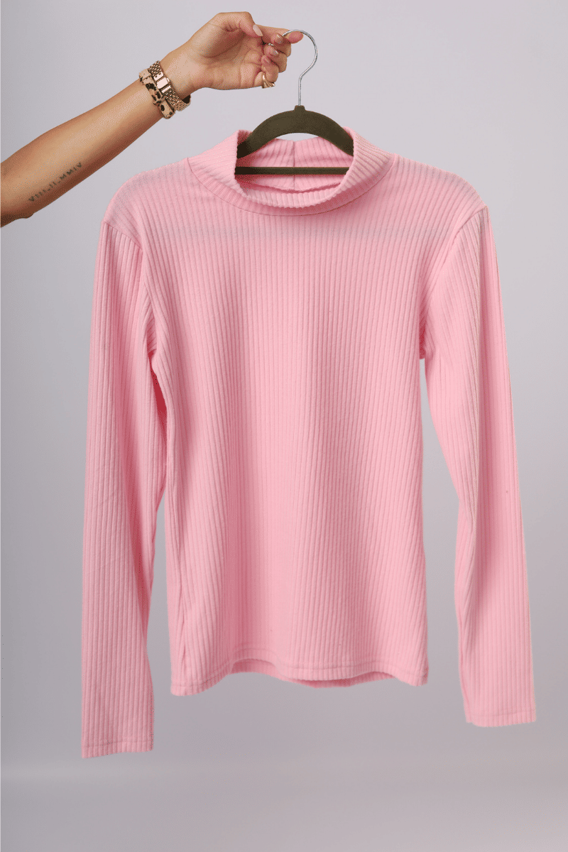 KIT BLUSA GOLA CANELADA MARROM & ROSA KIT BLUSA GOLA CANELADA MARROM & ROSA
