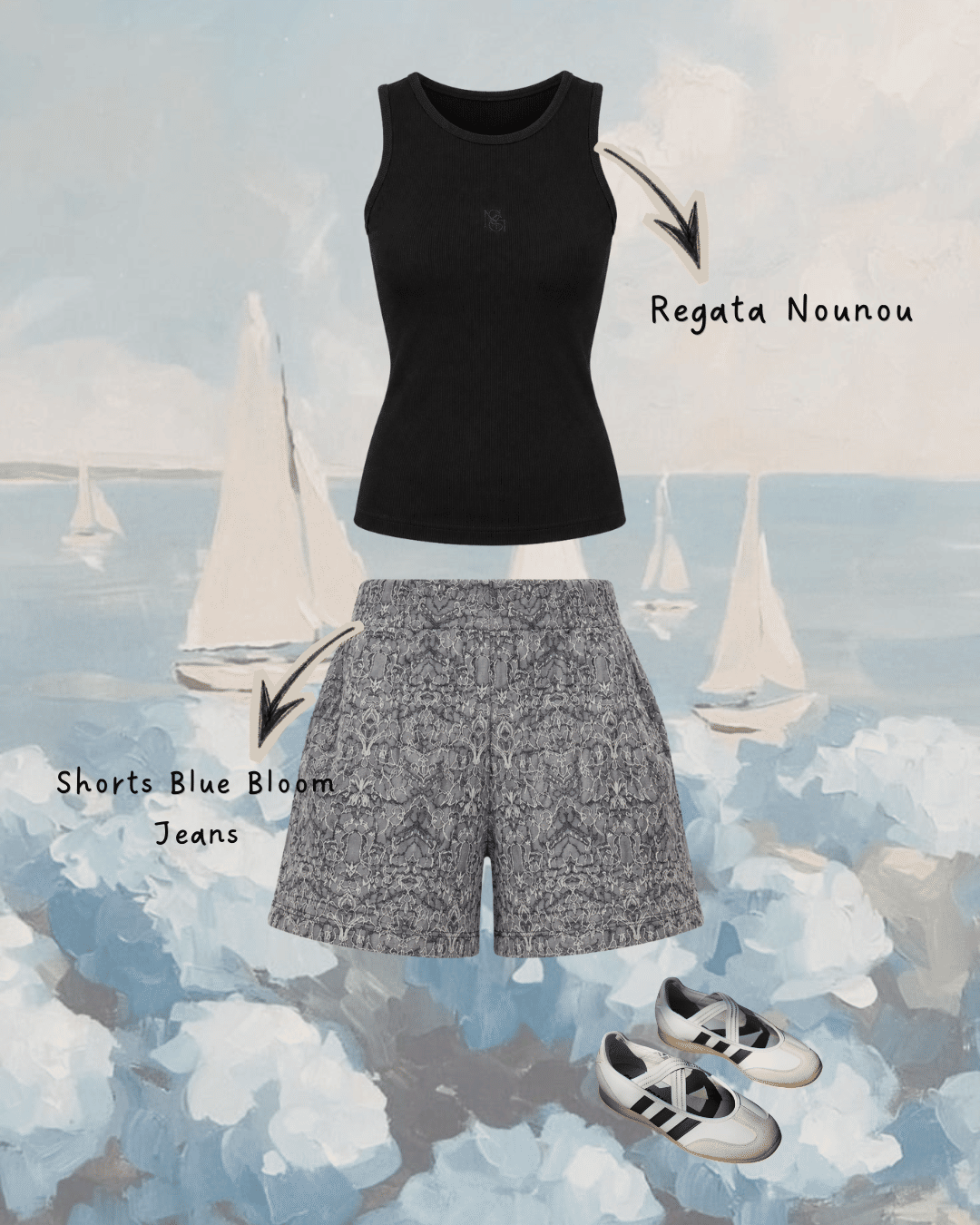 SHORTS EVASÊ JACQUARD BLUE BLOOM JEANS