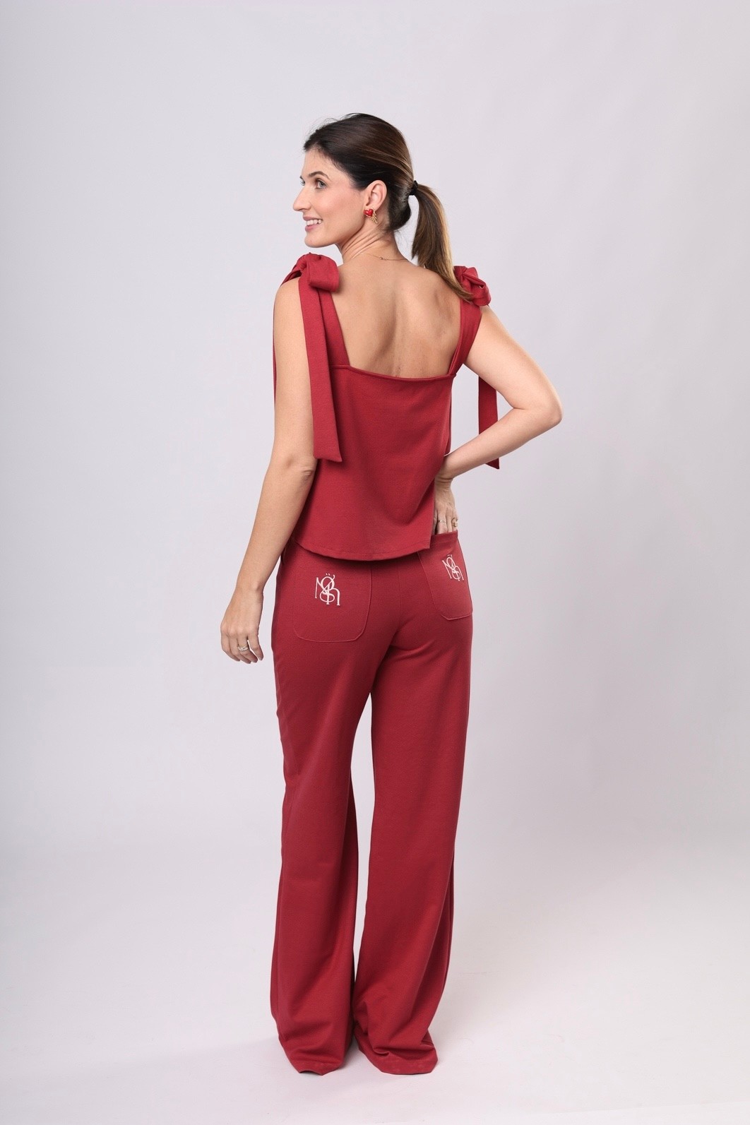 CALÇA SIGNATURE - BOLSO BORDADO - Vermelho Beso