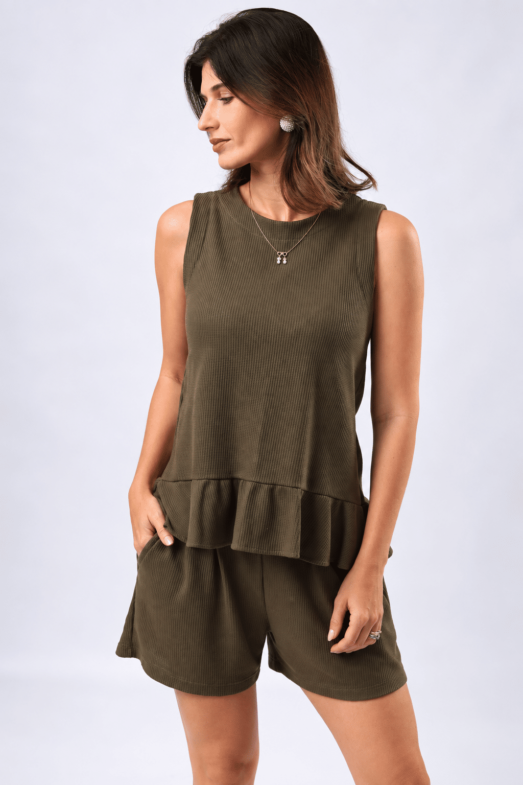 SHORTS COM ELÁSTICO SIROCCO - OLIVA NOIR