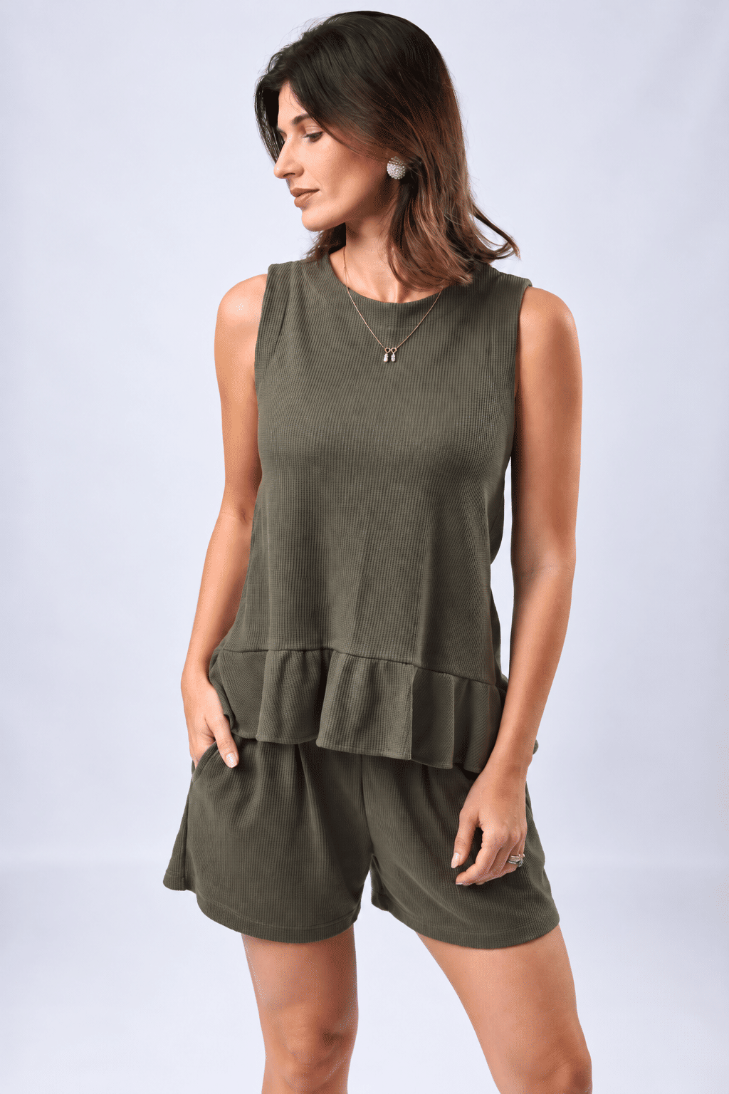 SHORTS COM ELÁSTICO SIROCCO - OLIVA NOIR