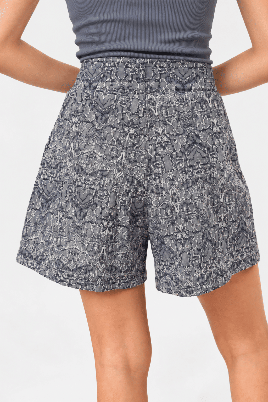 SHORTS EVASÊ JACQUARD BLUE BLOOM JEANS