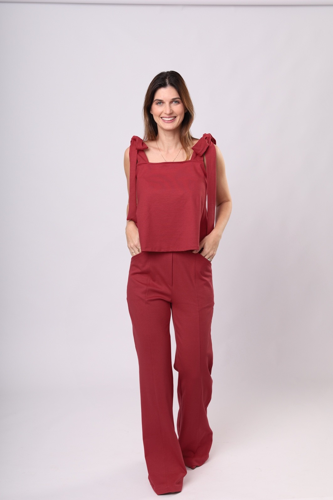 CALÇA SIGNATURE - BOLSO BORDADO - Vermelho Beso