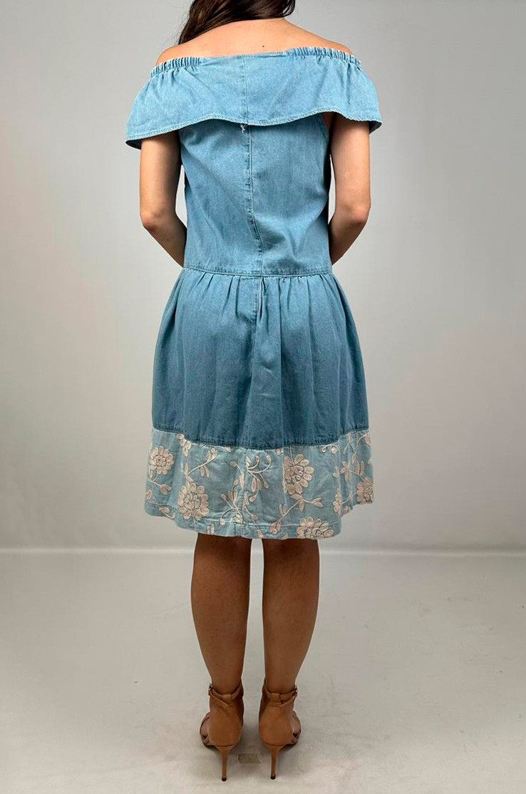 VESTIDO JEANS BORDADO CLARO