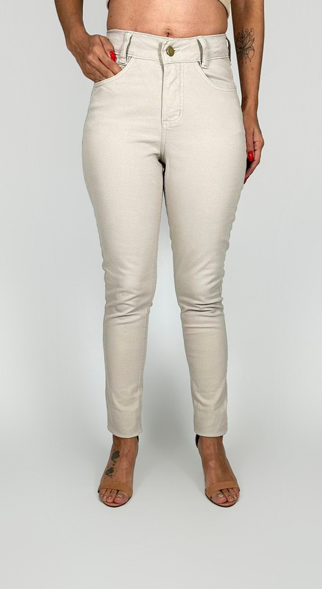 CALÇA BEGE CIGARRETE COLOR SKINNY JEANS