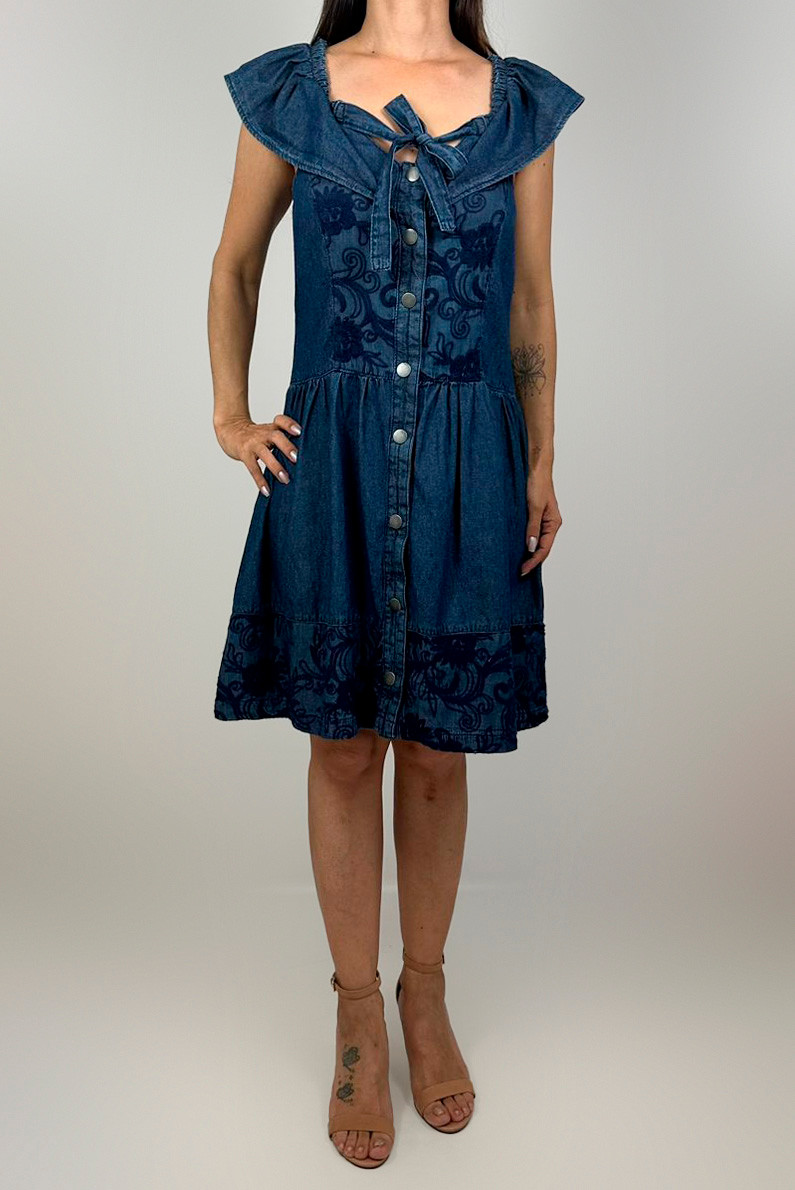 VESTIDO JEANS BORDADO ESCURO