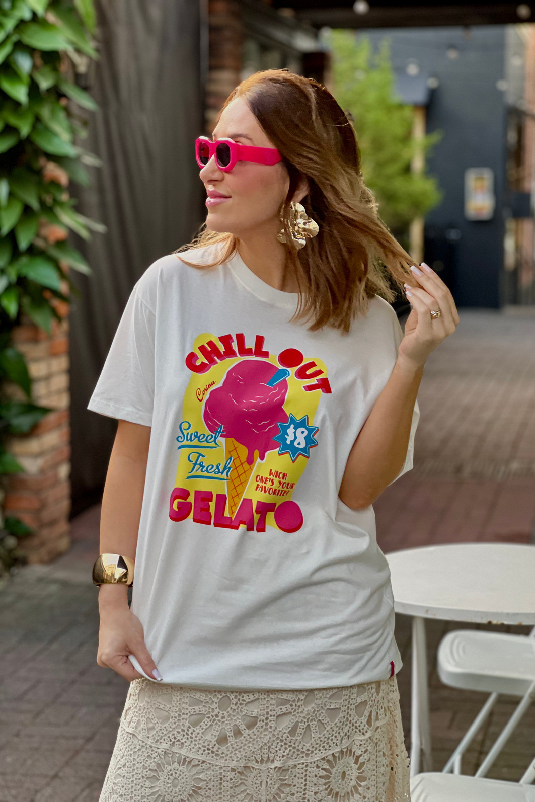 T-Shirt Over Fem Algodão Gelato Amaciado Off White - Corina