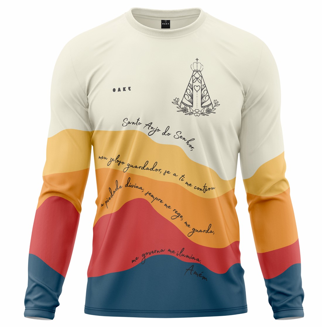 CAMISETA PEREGRINO CAMINHO DA FÉ OAK.E Camiseta Peregrino Orações Santo Anjo - Bege