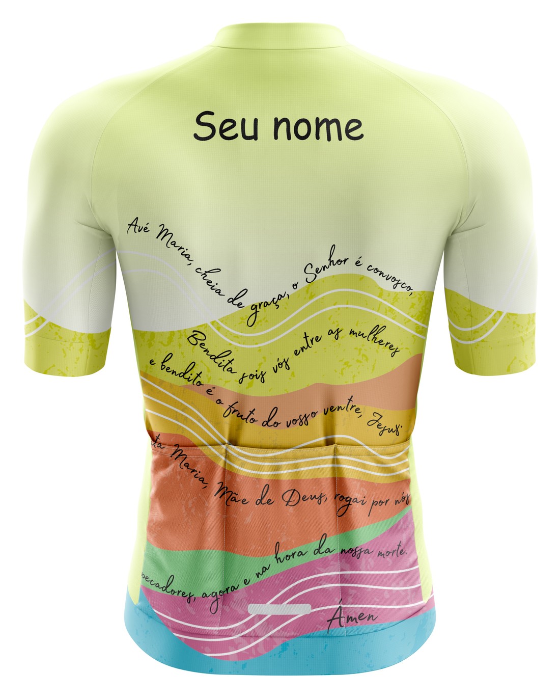 CAMISA DE CICLISMO CAMINHO DA FÉ - OAKE Camisa Ciclismo PRO Orações - Ave Maria Verde