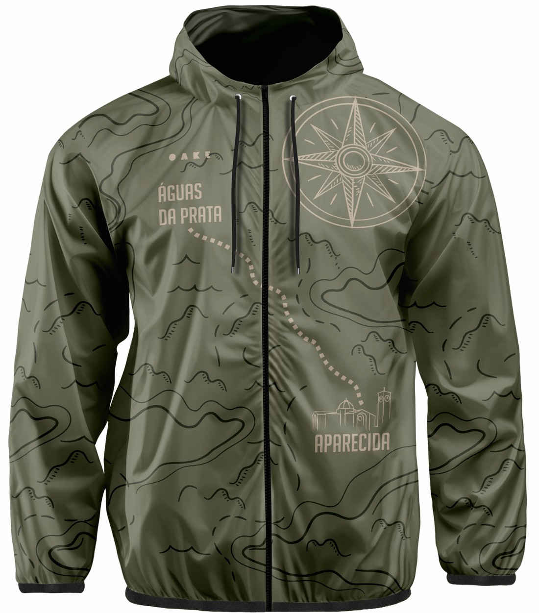 Corta Vento com Capuz Rosa dos Ventos - Verde Oliva