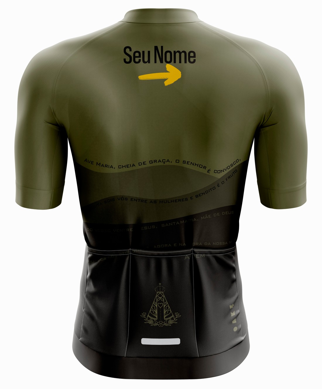 Camisa de Ciclismo Pro - Orações Ave Maria - Verde Militar