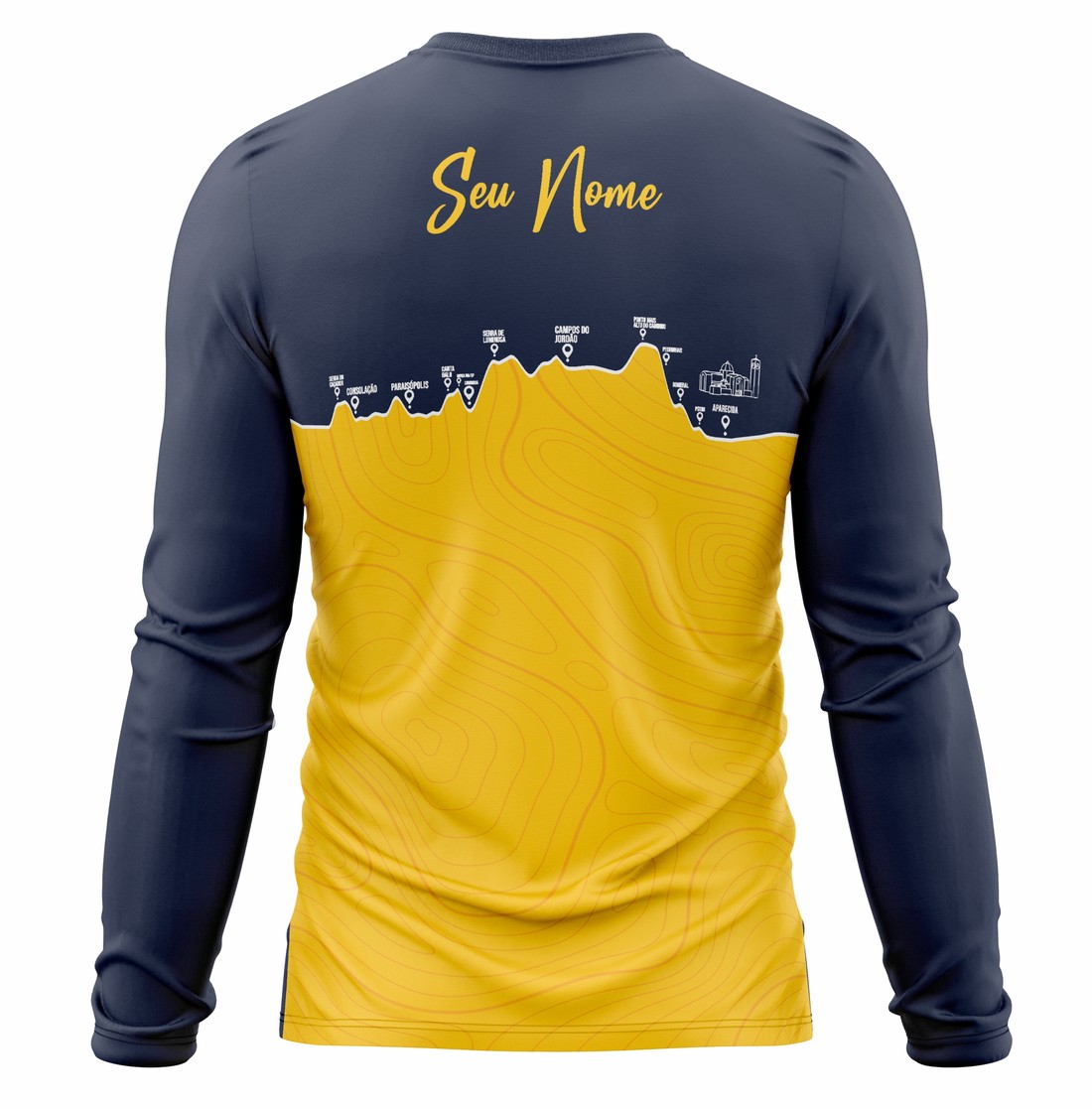 Camiseta Peregrino Caminhos - Azul e Amarela Camiseta Peregrino Caminhos - Azul e Amarela