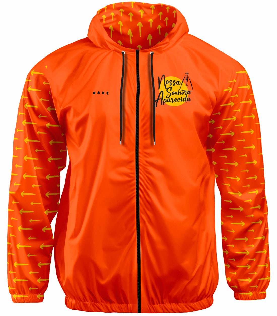 Corta Vento com Capuz Setas Amarelas - Laranja Corta Vento com Capuz Setas Amarelas - Laranja