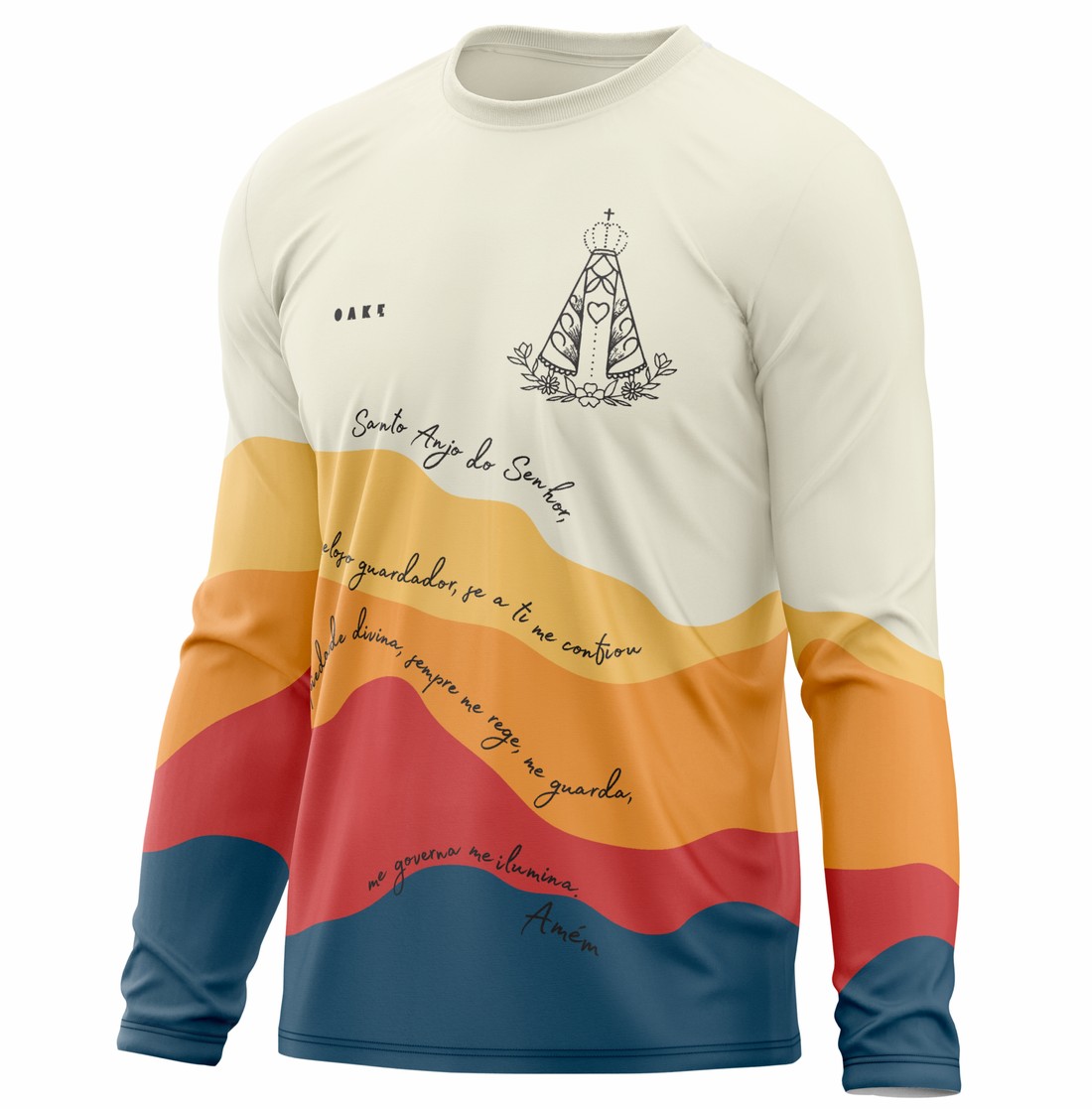 CAMISETA NOSSA SENHORA APARECIDA CAMINHO DA FÉ OAK.E Camiseta Peregrino Orações Santo Anjo - Bege