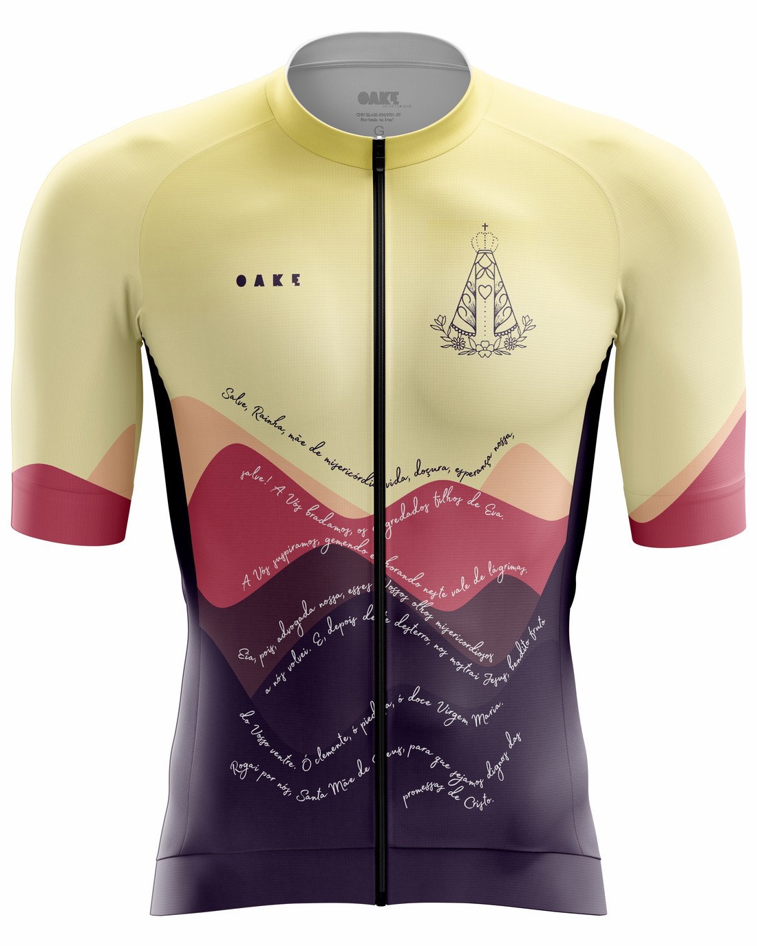 Camisa Ciclismo PRO Orações - Salve Rainha Amarela Camisa Ciclismo PRO Orações - Salve Rainha Amarela