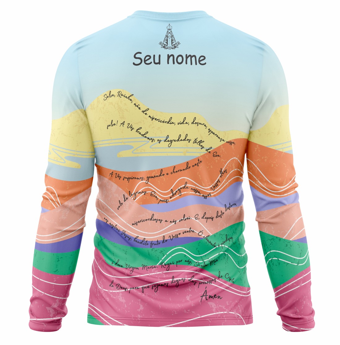 Camiseta Peregrino Orações Salve Rainha - Azul Camiseta Peregrino Orações Salve Rainha - Azul