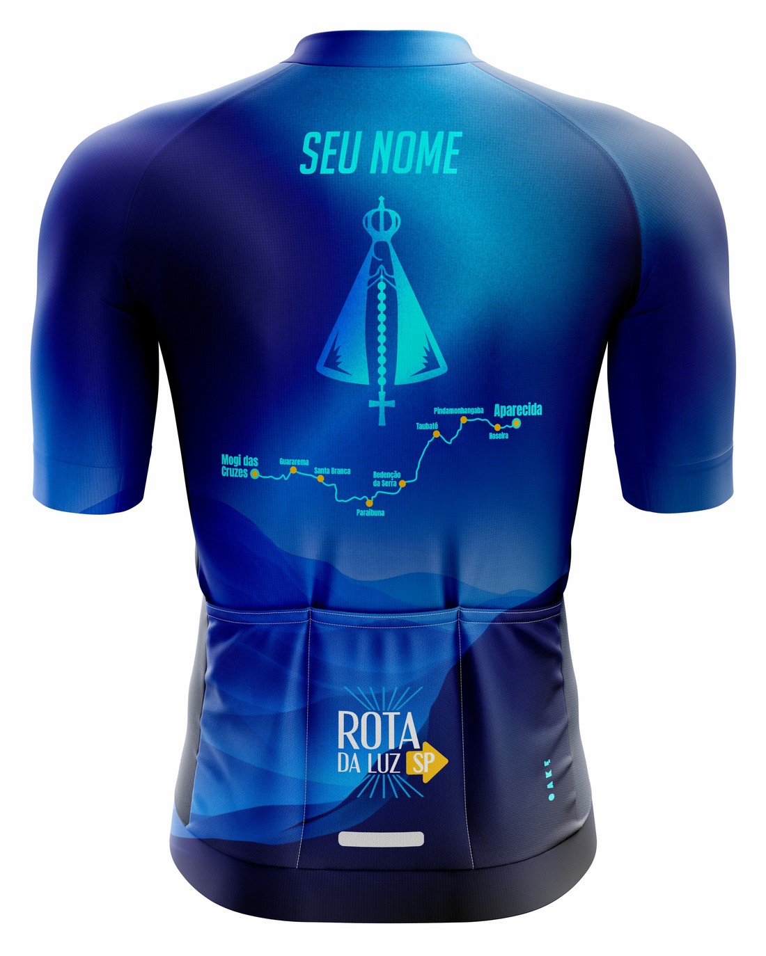 CAMISA DE CICLISMO CAMINHO DA FÉ - OAKE Camisa Ciclismo PRO Rota da Luz - Alvorada Azul