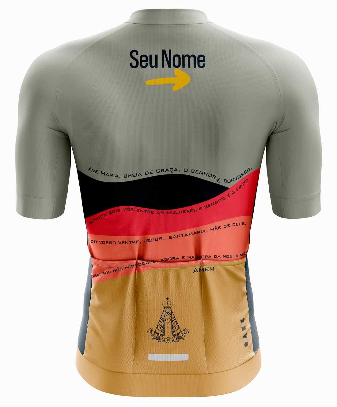 Camisa Ciclismo PRO Orações - Ave Maria Verde Oliva (2026)