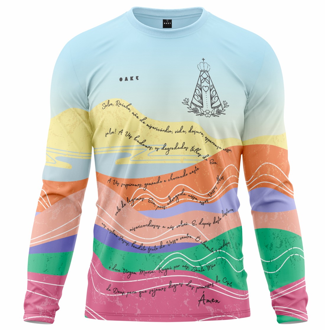 Camiseta Peregrino Orações Salve Rainha - Azul Camiseta Peregrino Orações Salve Rainha - Azul