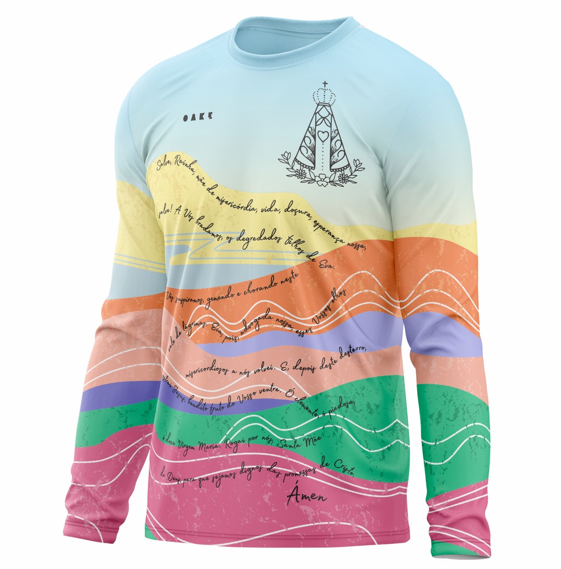 Camiseta Peregrino Orações Salve Rainha - Azul Camiseta Peregrino Orações Salve Rainha - Azul