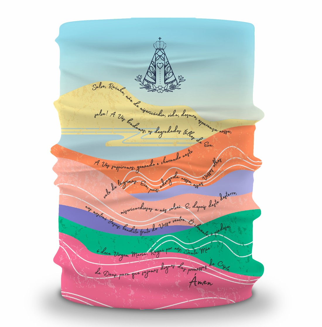 Bandana Tubular Orações Salve Rainha - Azul Bandana Tubular Orações Salve Rainha - Azul