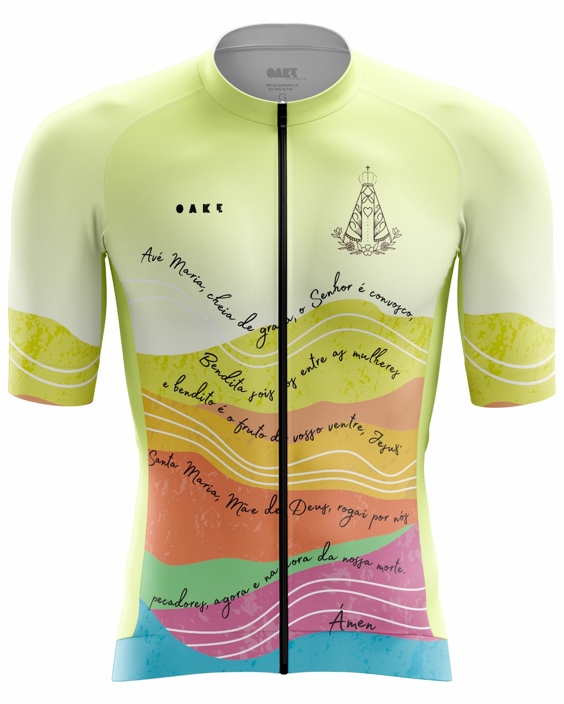 CAMISA DE CICLISMO CAMINHO DA FÉ - OAKE Camisa Ciclismo PRO Orações - Ave Maria Verde