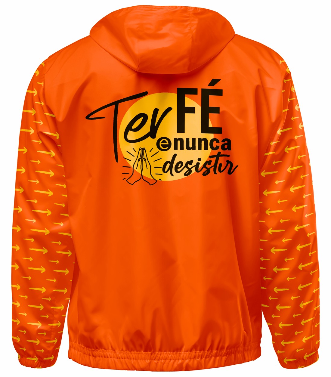 Corta Vento com Capuz Setas Amarelas - Laranja Corta Vento com Capuz Setas Amarelas - Laranja