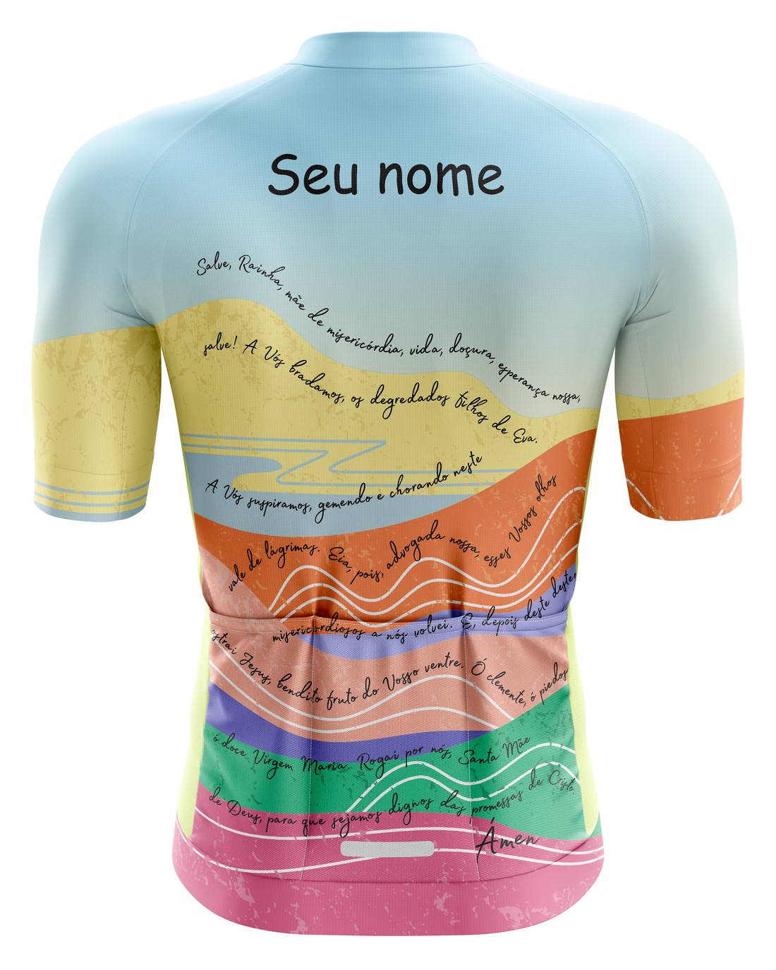 Camisa Ciclismo PRO Orações - Salve Rainha Azul Camisa Ciclismo PRO Orações - Salve Rainha Azul