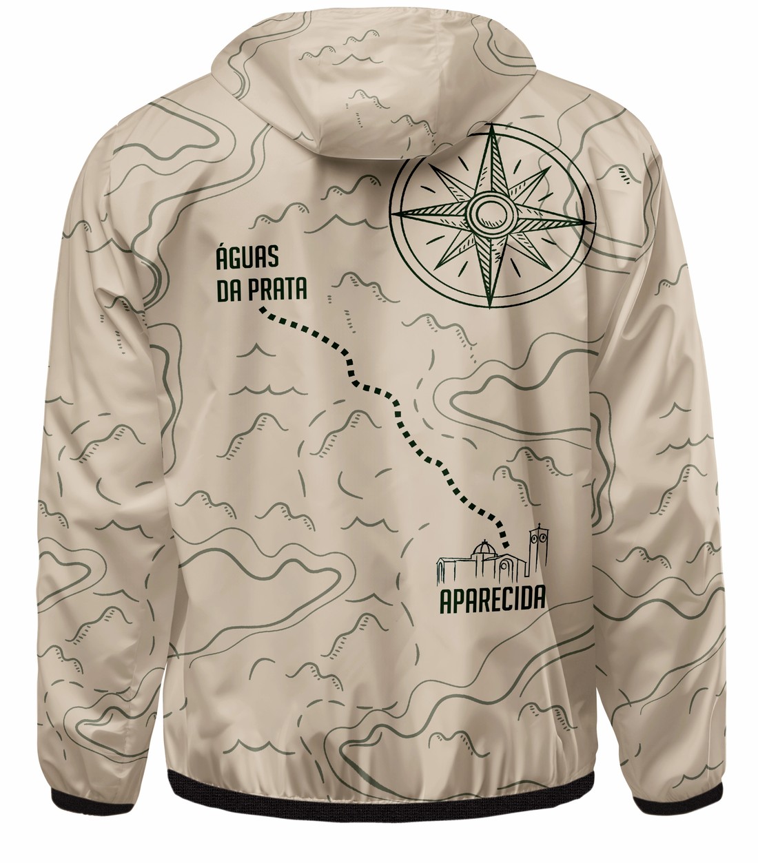 Corta Vento com Capuz Rosa dos Ventos - Bege Corta Vento com Capuz Rosa dos Ventos - Bege